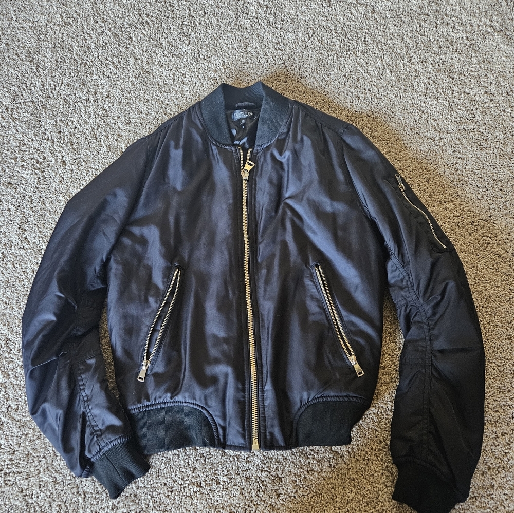 Topshop Womens Black Bomber Jacket